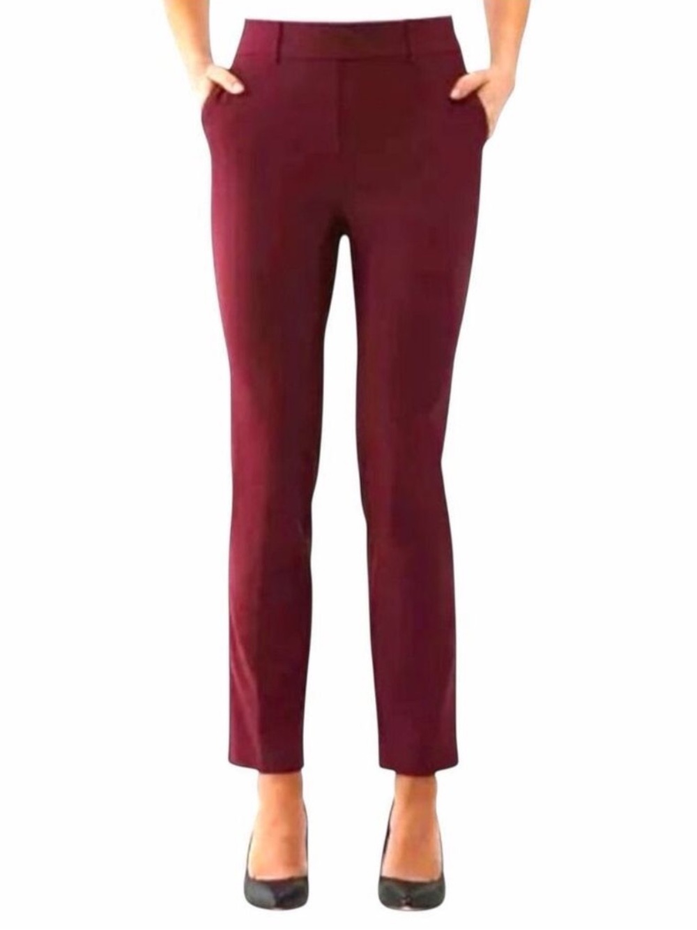 NWT Rafaella Windsor Wine Red Stretch Slim Ankle Pull-On Dress Pant Maroon